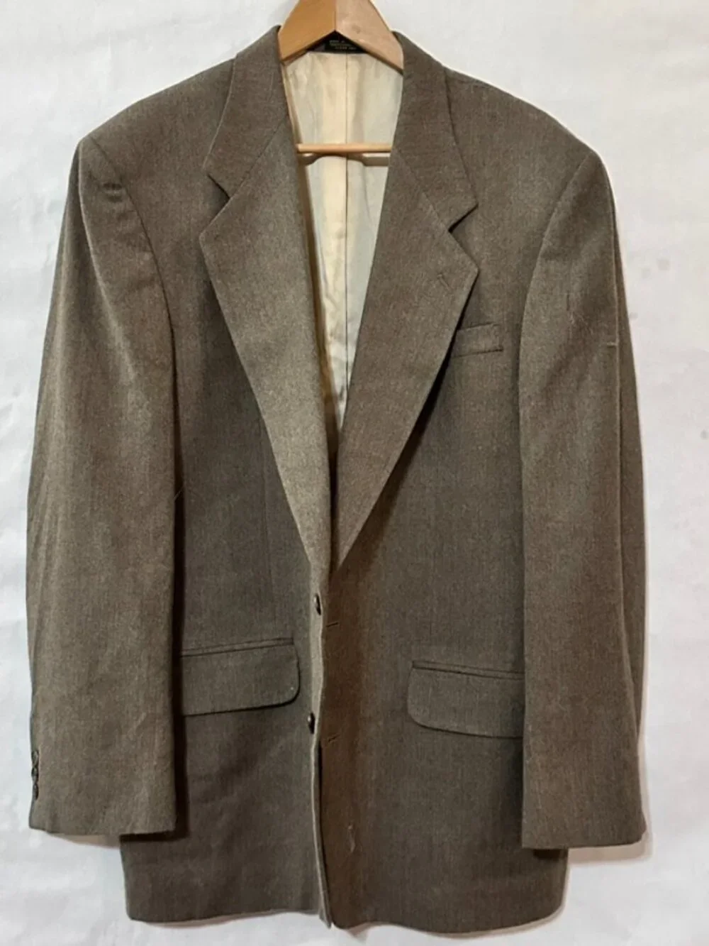 OSCAR DE LA RENTA Suit Jacket Blazer Sport Coat Size 44L Brown 2 Button wool